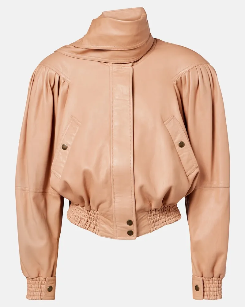 Chloé Chloé Giacca cropped in pelle con sciarpa Rosa