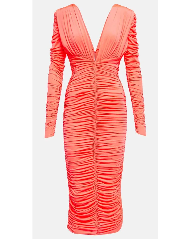 Alex Perry Abito midi Marin con ruches Rosso
