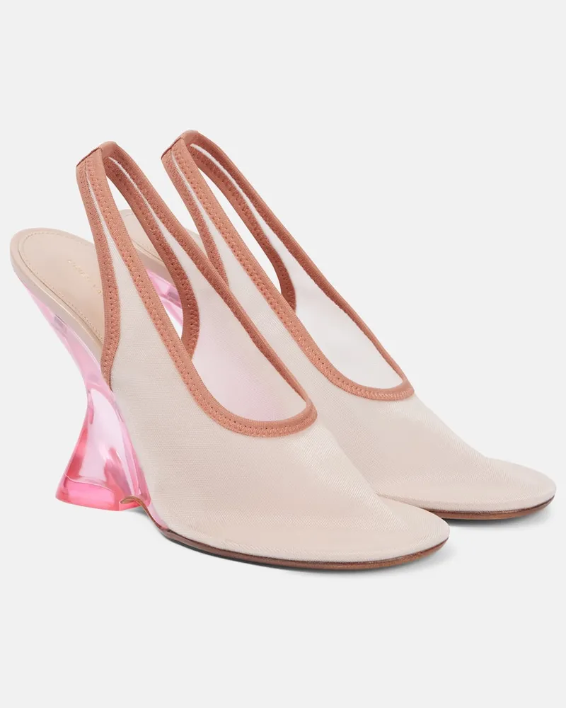 Dries van Noten Pumps slingback con pelle e zeppa Neutro