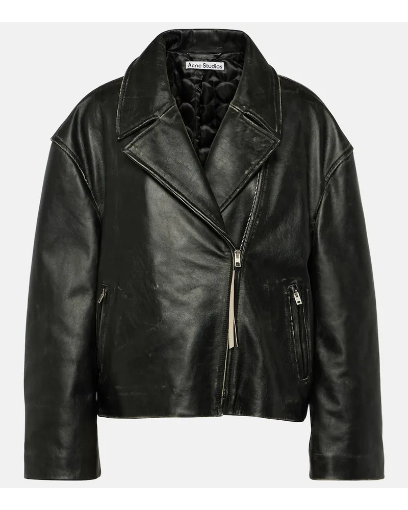 Acne Studios Giacca biker distressed in pelle Nero
