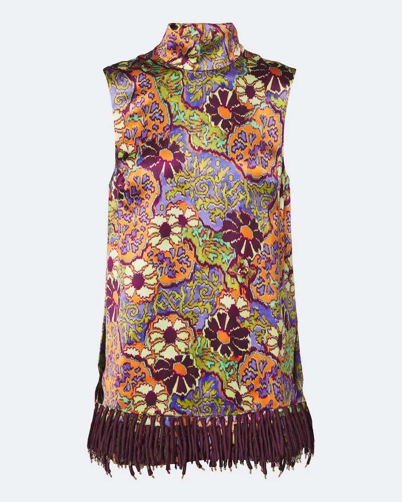 ALEMAIS Alémais Top Joanna con stampa floreale e frange Multicolore