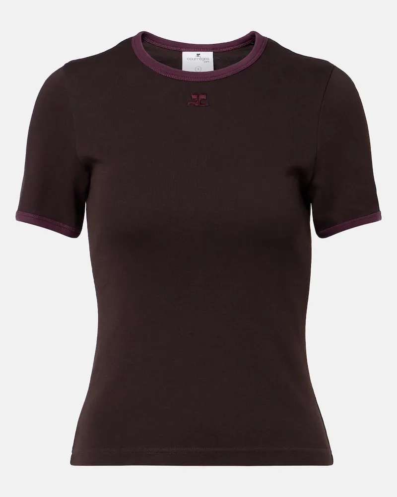 Courrèges Courrèges T-shirt in jersey di cotone Marrone