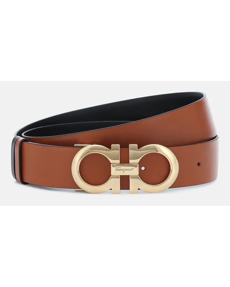 Ferragamo Cintura reversibile Gancini in pelle Marrone