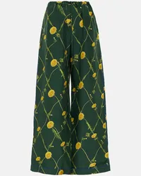 Burberry Pantaloni pigiama in seta con stampa Verde