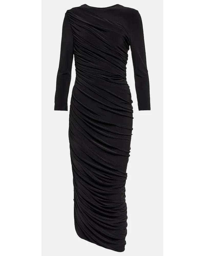 Norma Kamali Abito midi Diana in jersey Nero