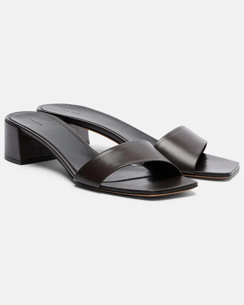 The Row Mules Chocolate in pelle Marrone