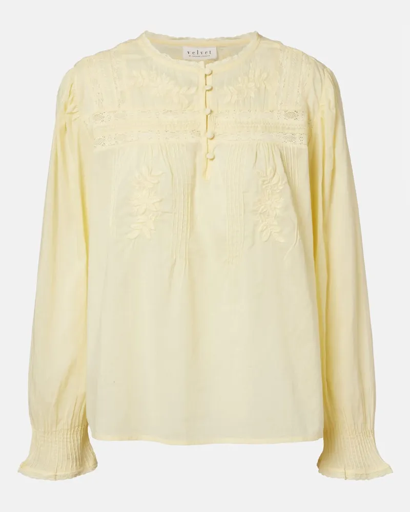 Velvet Blusa Byrdie in cotone con pizzo Giallo