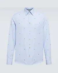 Gucci Camicia GG in popeline di cotone a righe Blu