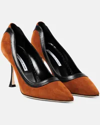 Manolo Blahnik Mules Dalina 90 in suede con pelle Nero