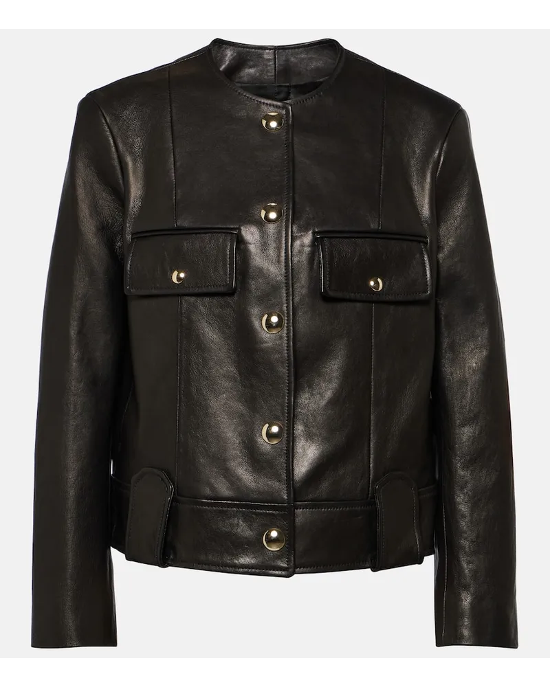 KHAITE Giacca cropped Laybin in pelle Nero