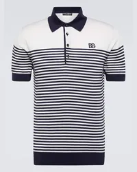 Dolce & Gabbana Polo in seta a righe con logo Bianco