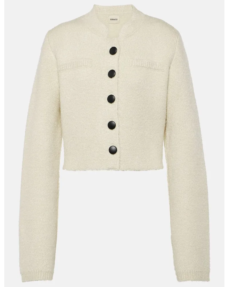KHAITE Giacca cropped Ello in seta e cashmere Neutro