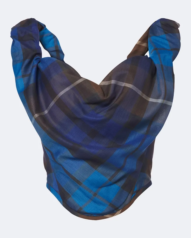 Vivienne Westwood Top bustier Sunday in lana a quadri Blu