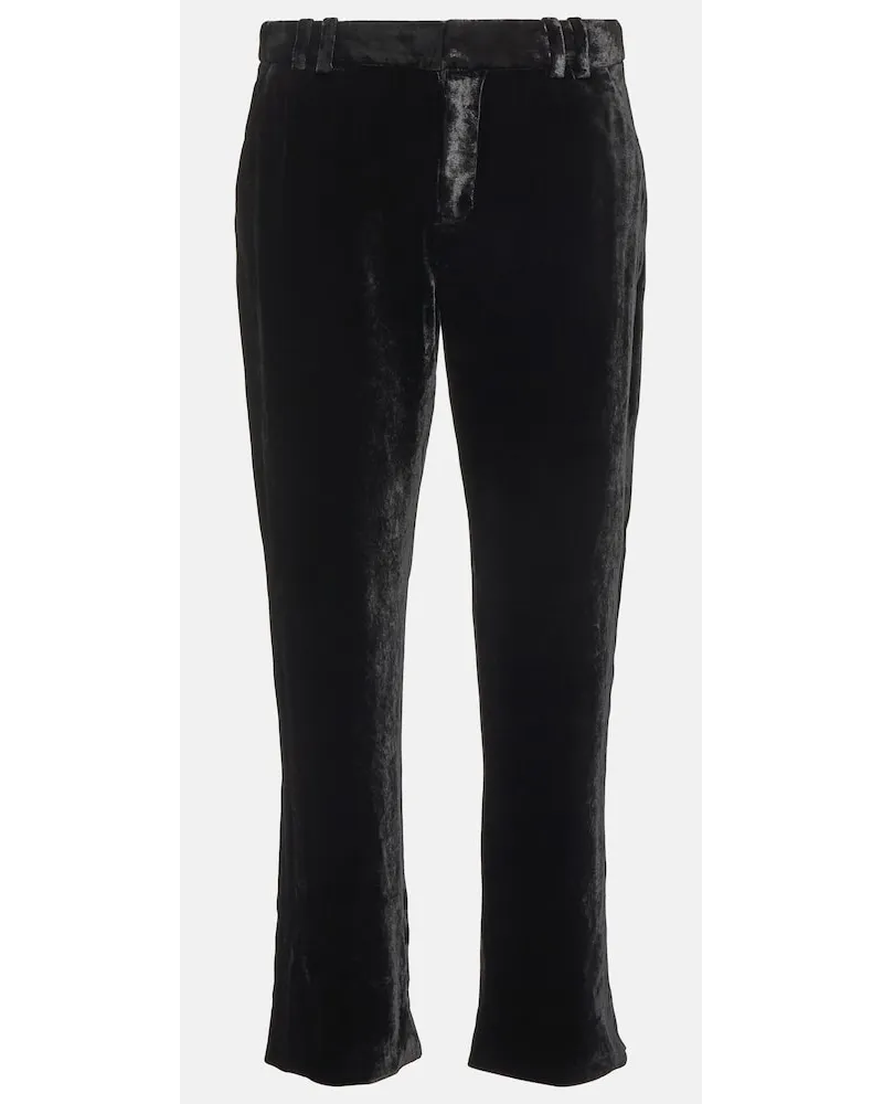 Balmain Pantaloni cropped in velluto Nero