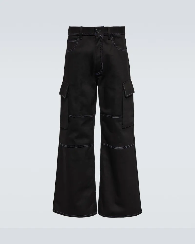 Marni Pantaloni cargo in gabardine di cotone Nero