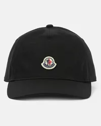 Moncler Cappello da baseball in canvas con logo Nero