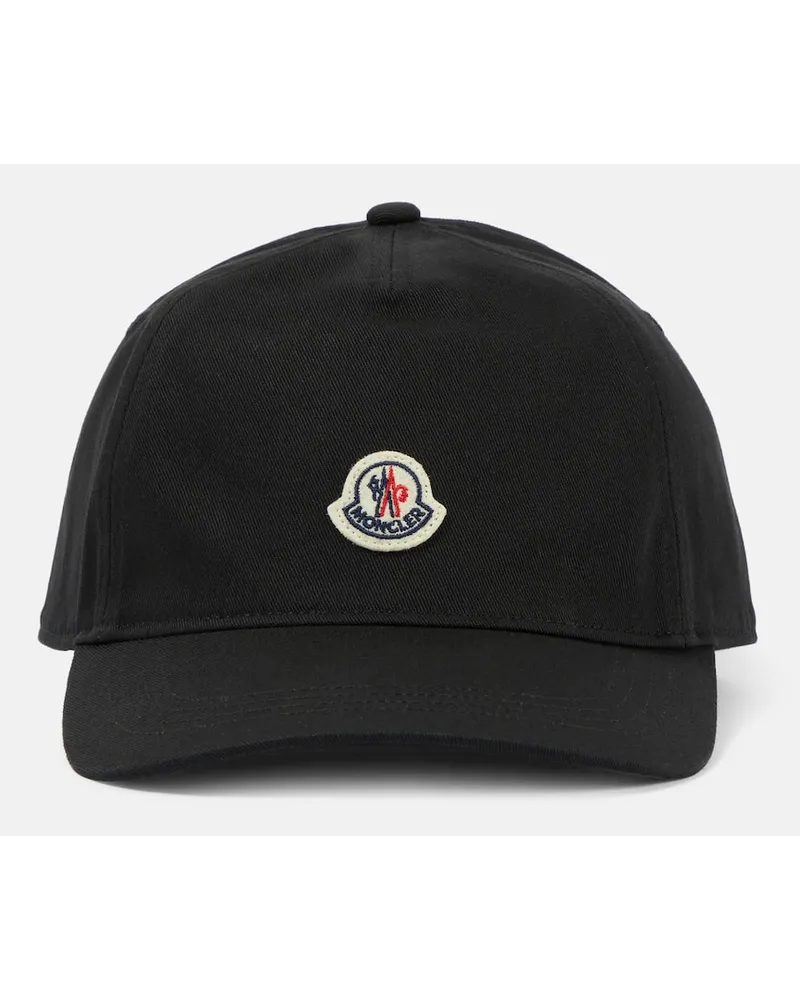 Moncler Cappello da baseball in canvas con logo Nero