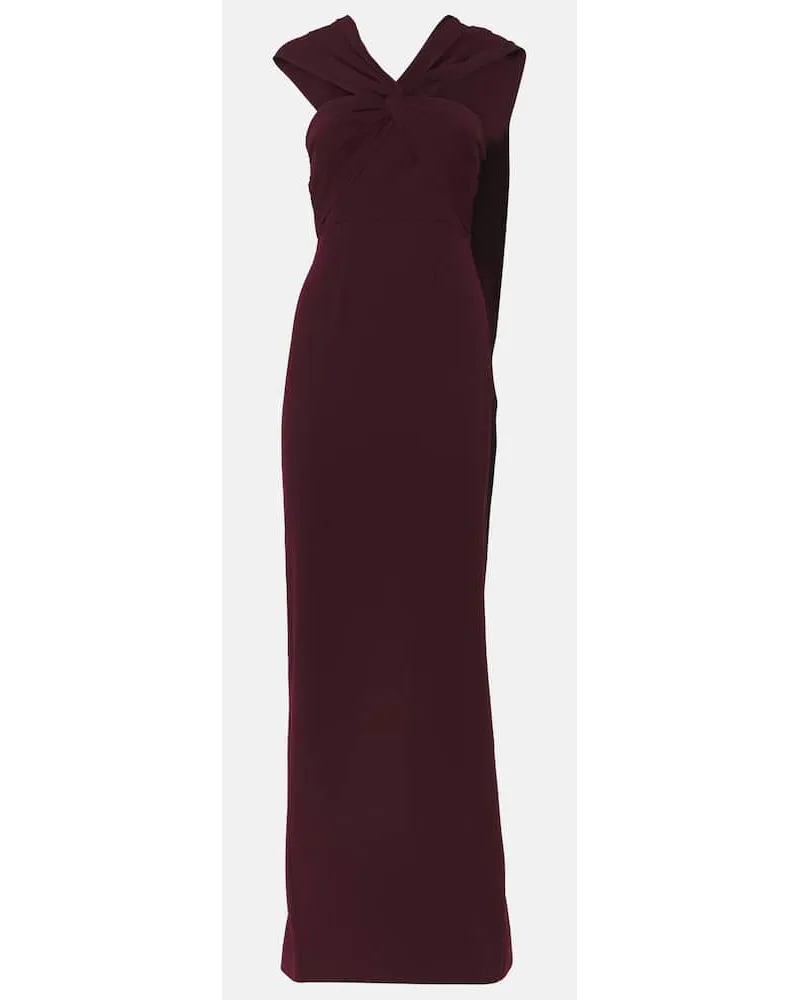 Roland Mouret Abito lungo in cady Borgogna