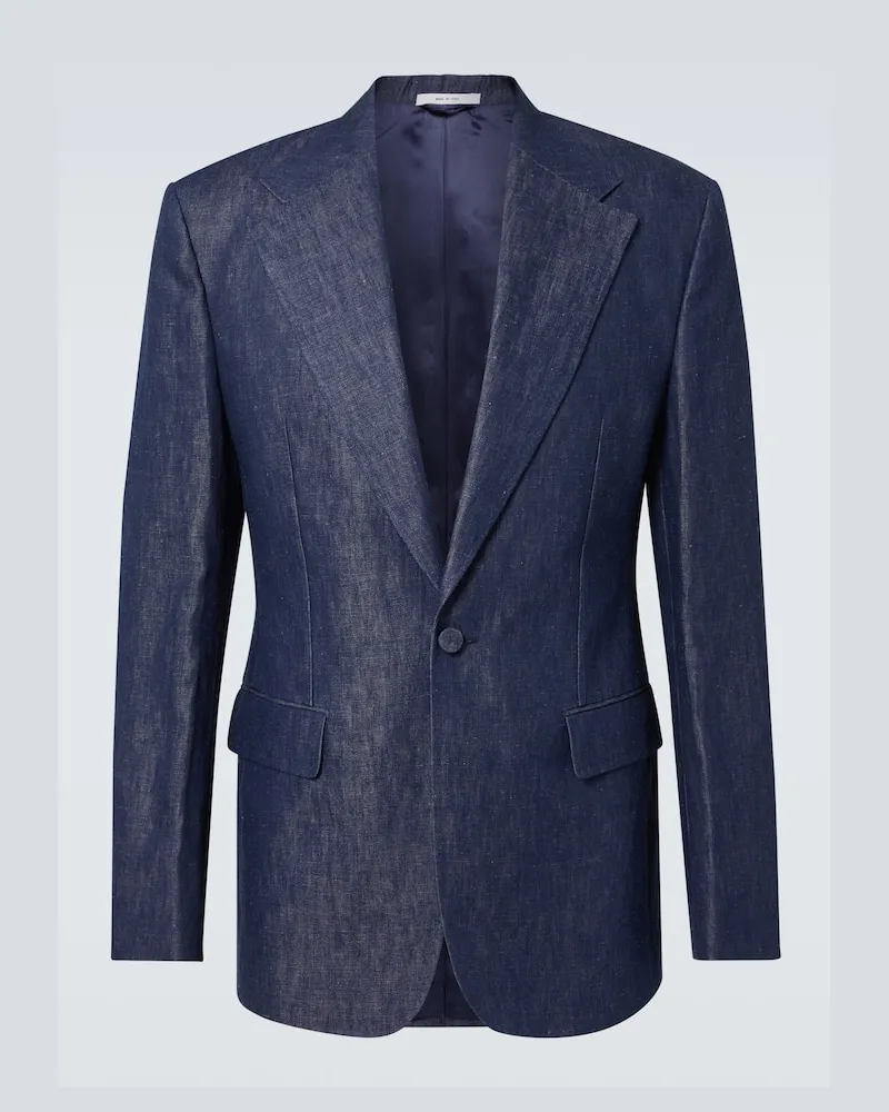 Gabriela Hearst Blazer monopetto in cotone e lino Blu