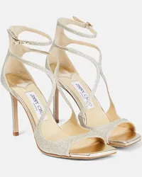 Jimmy Choo Sandali Azia 95 con glitter Argento