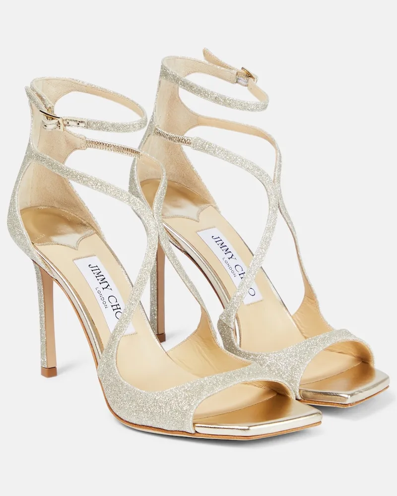 Jimmy Choo Sandali Azia 95 con glitter Argento