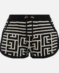 Balmain Shorts Monogram in misto lana e lino Multicolore