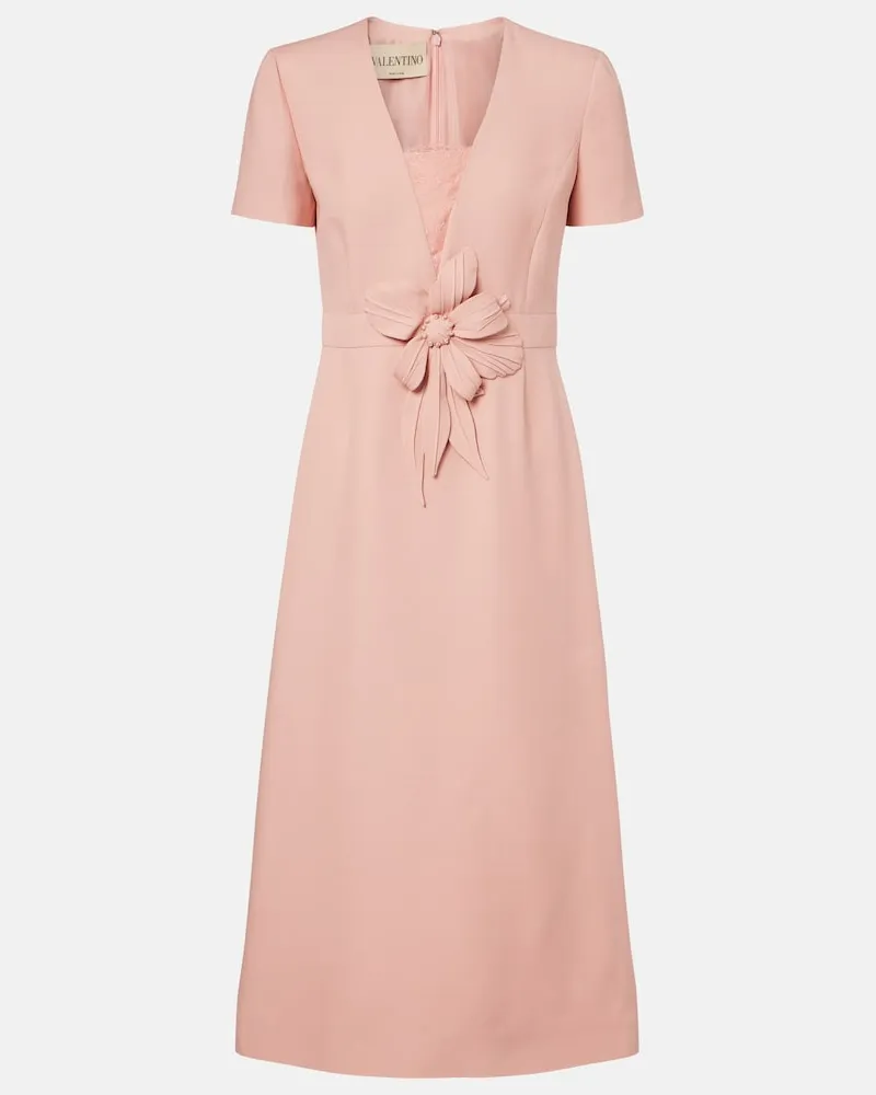 Valentino Garavani Abito midi in Crepe Couture con applicazioni Rosa