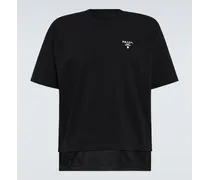 Prada T-shirt in cotone con logo Nero