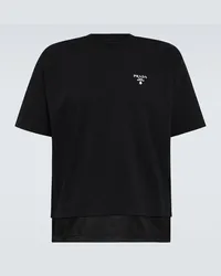 Prada T-shirt in cotone con logo Nero