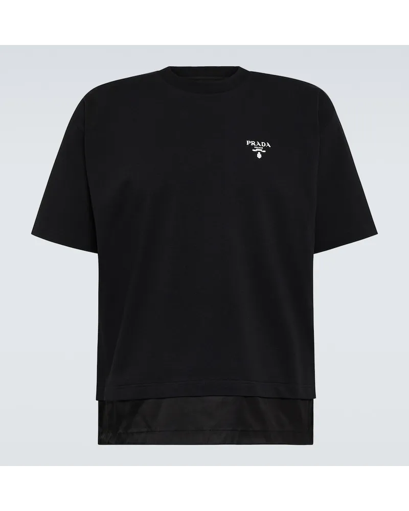 Prada T-shirt in cotone con logo Nero