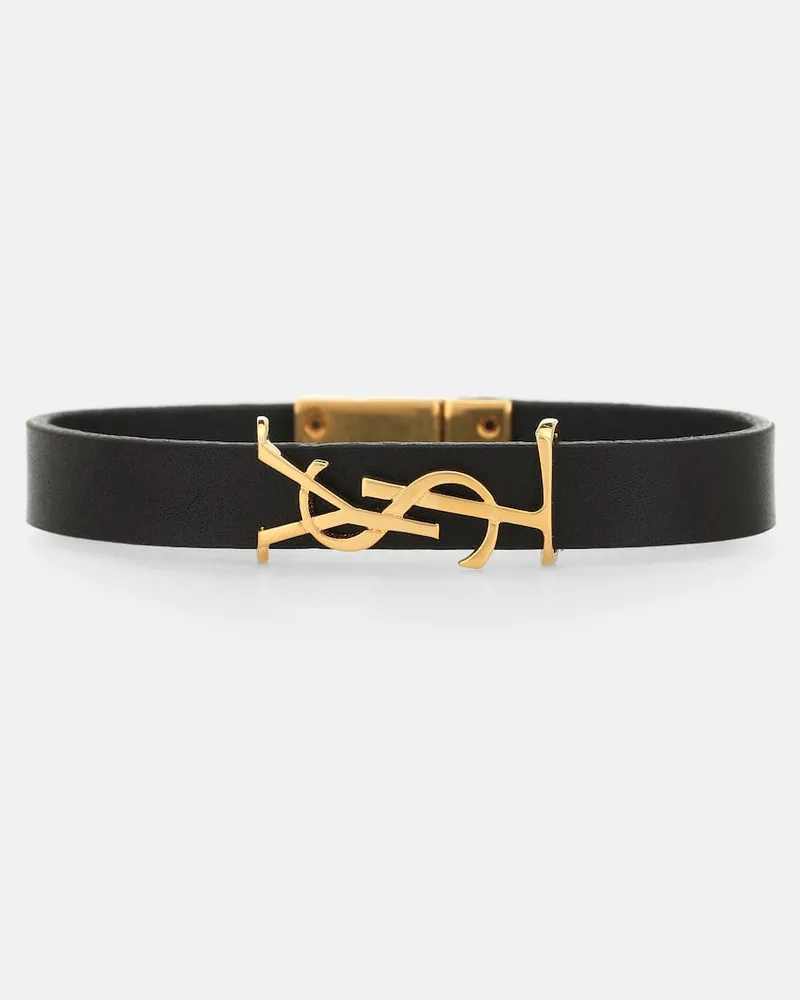 Saint Laurent Bracciale Opyum Monogram in pelle Nero