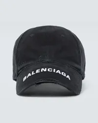 Balenciaga Cappello da baseball in cotone con logo BB Nero