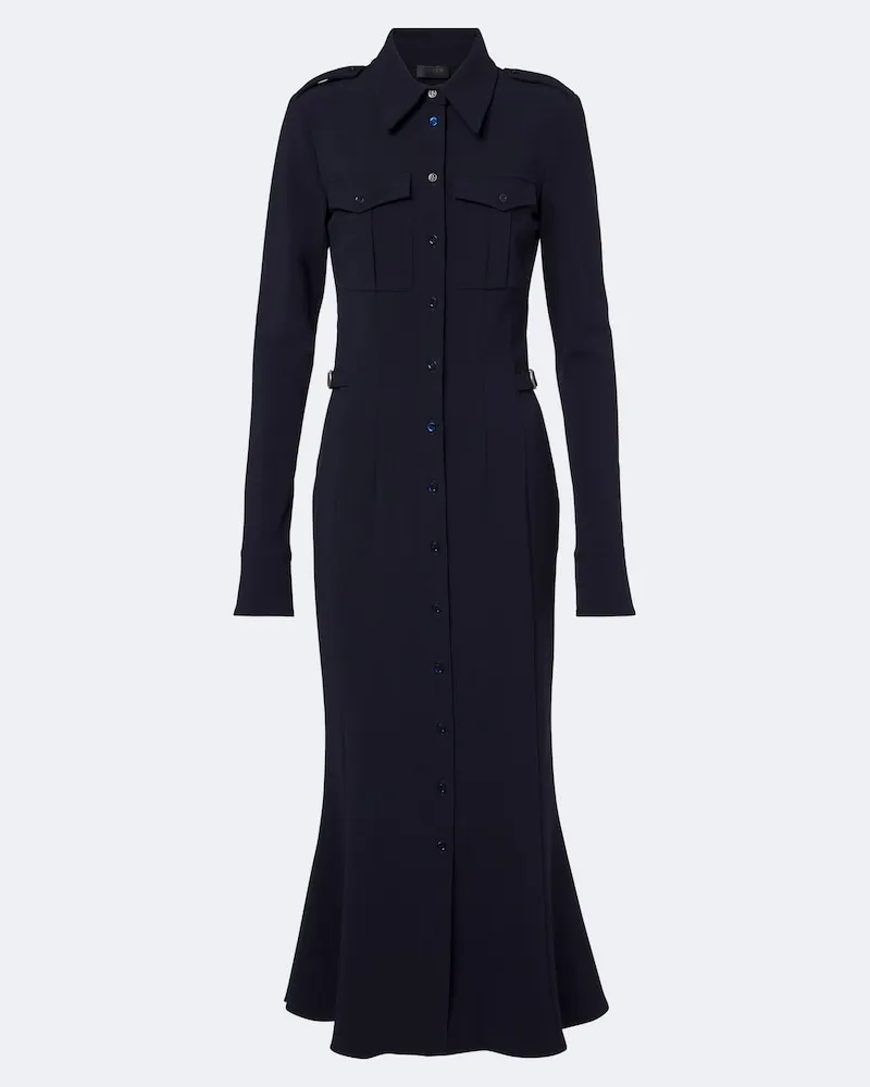 Thierry Mugler Abito chemisier in misto lana Blu