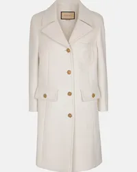 Gucci Cappotto in lana con ricamo Doppia G Bianco