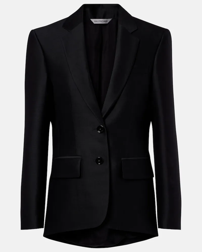 Balenciaga Blazer in lana e seta Nero