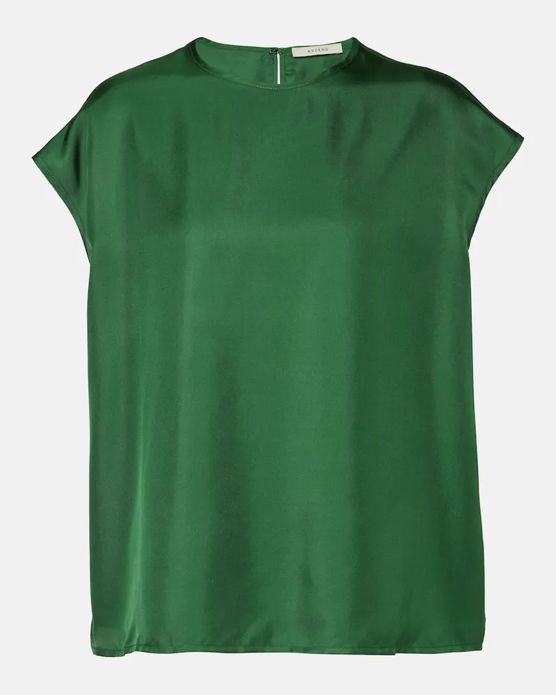 ASCENO Top Dasha in twill di seta Verde