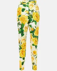 Dolce & Gabbana Pantaloni regular in misto seta con stampa floreale Multicolore