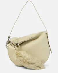 Burberry Borsa a spalla in pelle con shearling Beige