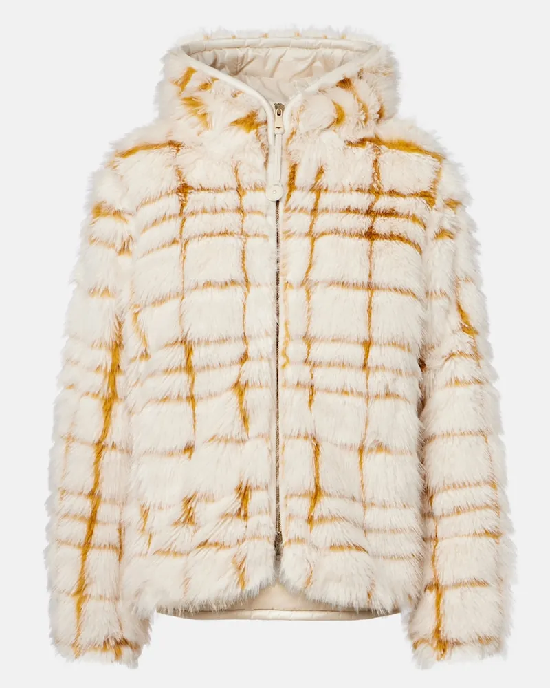 Moncler Giacca Pluvier in teddy a quadri Bianco