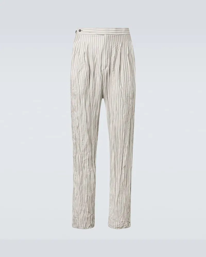 Ermenegildo Zegna Pantaloni regular in seta a righe Grigio