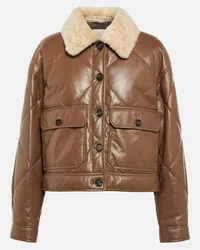 Brunello Cucinelli Giacca in pelle con shearling Marrone