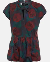 Dries van Noten Top in popeline di cotone con peplum Multicolore