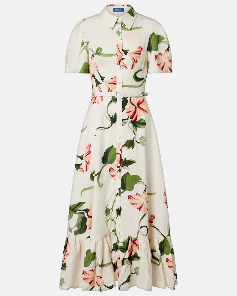 LEO LIN Abito chemisier Becca in misto lino Bianco