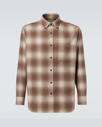 Loro Piana Camicia Jack in tartan di lana e cashmere Beige