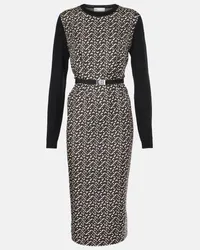 Tory Burch Abito midi in lana con seta Nero