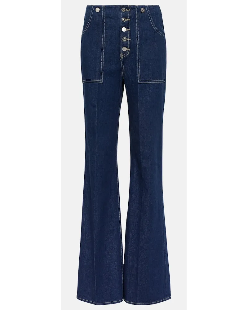 Veronica Beard Jeans flared Crosbie a vita alta Blu