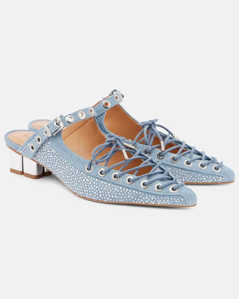Ganni Mules in denim con decorazioni Blu