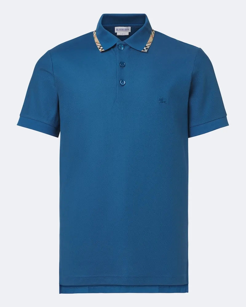 Burberry Polo Burberry Check in cotone piqué Blu
