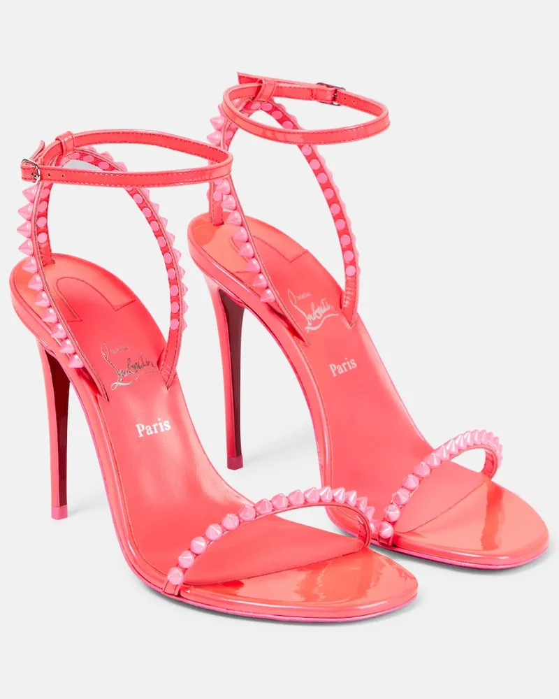 Christian Louboutin Sandali So Me 100 in pelle con borchie Rosa