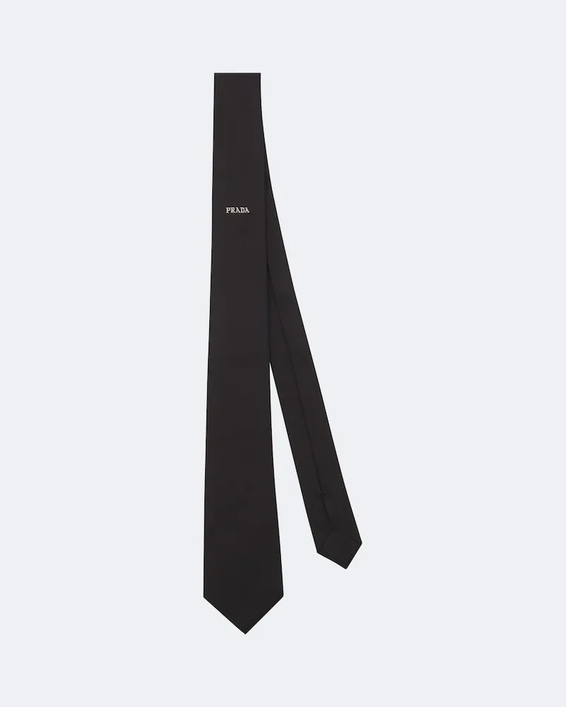 Prada Cravatta in seta con logo Nero